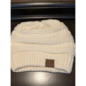 CC Beanie HAT20A Warm Chunky Soft Stretch Cable Knit Beanie Cream Color Kids